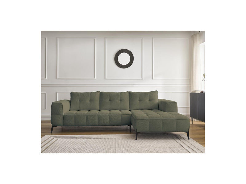 Canapé D'Angle Fixe - Anis - Tissu Bouclette - Angle Droit