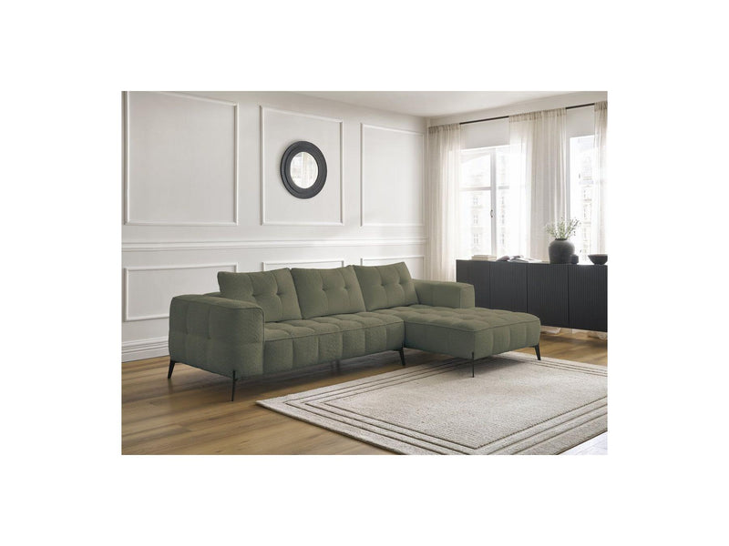 Canapé D'Angle Fixe - Anis - Tissu Bouclette - Angle Droit