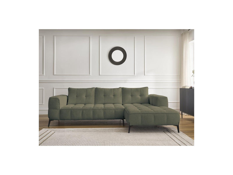 Canapé D'Angle Fixe - Anis - Tissu Bouclette - Angle Droit