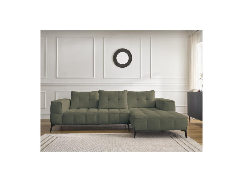 Canapé D'Angle Fixe - Anis - Tissu Bouclette - Angle Droit