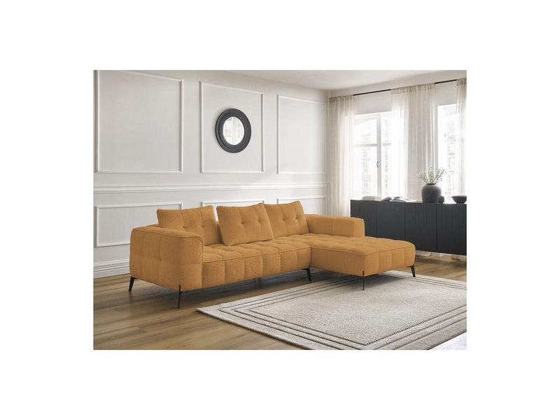 Canapé D'Angle Fixe - Anis - Tissu Bouclette - Angle Droit