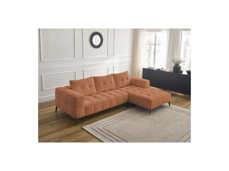 Canapé D'Angle Fixe - Anis - Tissu Bouclette - Angle Droit