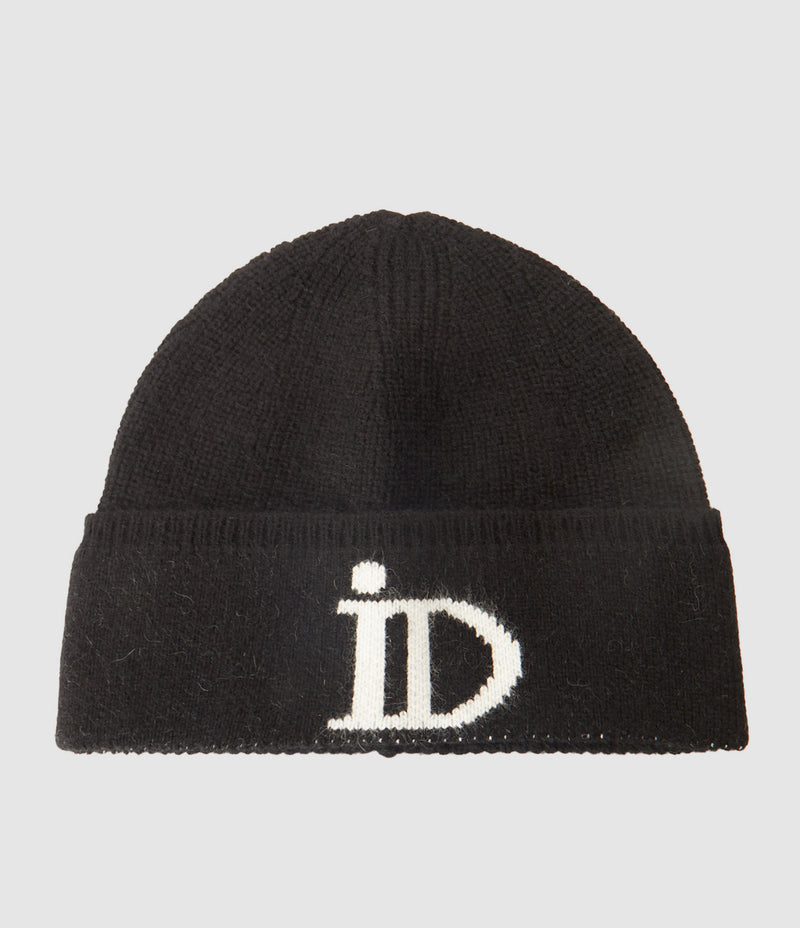 Ida Degliame - Bonnet Abysse Cachemire Noir Blanc - Femme