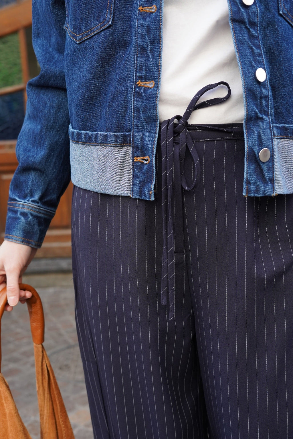 Axel Fine Stripe Navy Trousers
