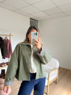 Edith Trench Jacket In Khaki Liberty Cotton