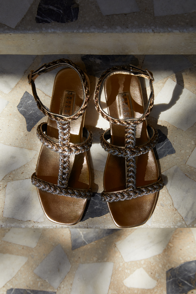 Ronda Gold Flat Gladiator Sandal