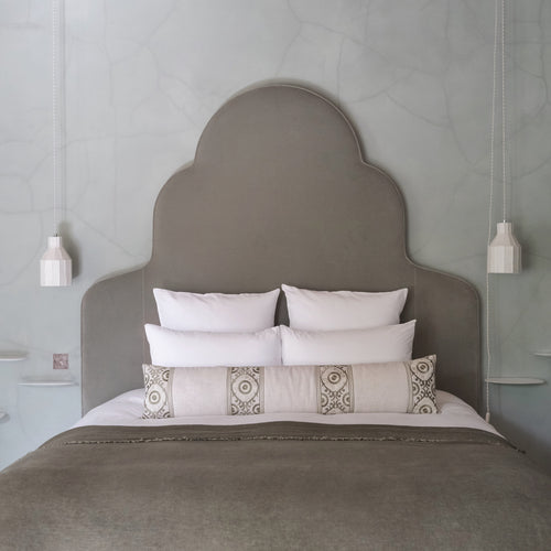 Cushion - Sky Cocoon - Natural Linen - Suzani Sage Green