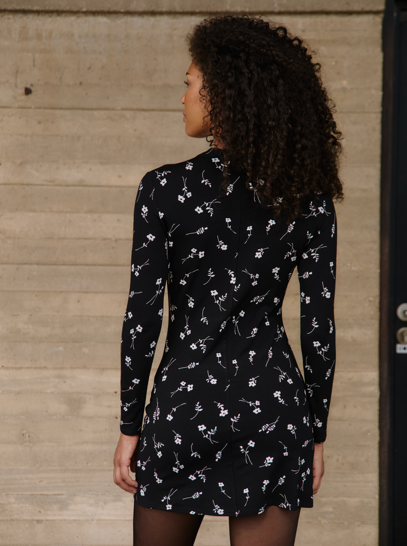 Robe Mini Midnight Bloom Manches Longues