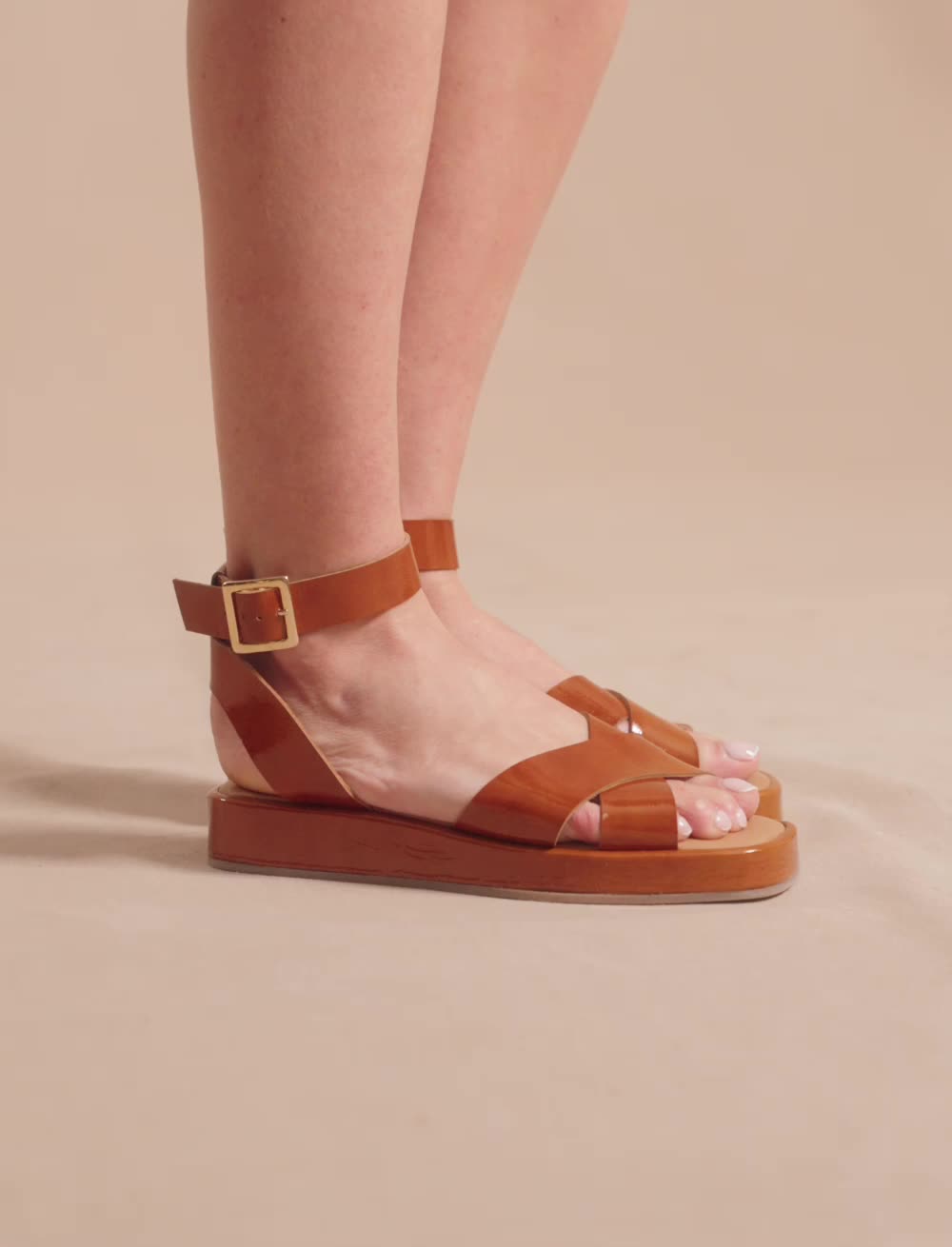 Sandalias planas Auriane - Coñac - Mujer