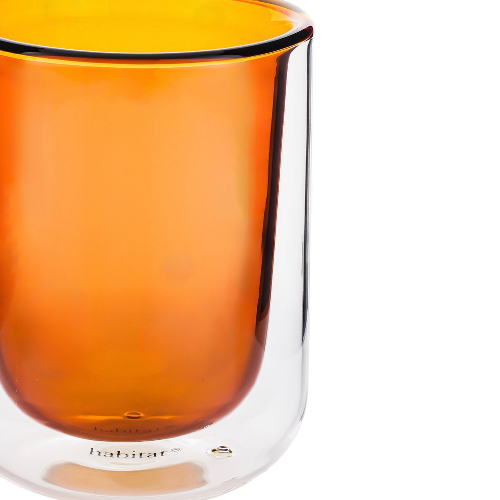 Ambra - Lot De 2 Tasses Double Paroi En Verre - 20Cl - Orange