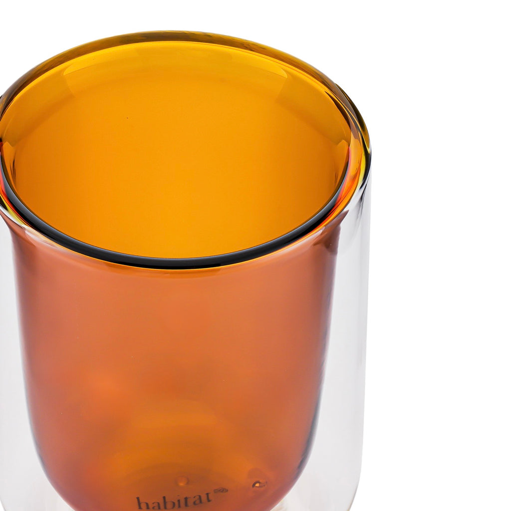 Ambra - Lot De 2 Tasses Double Paroi En Verre - 20Cl - Orange