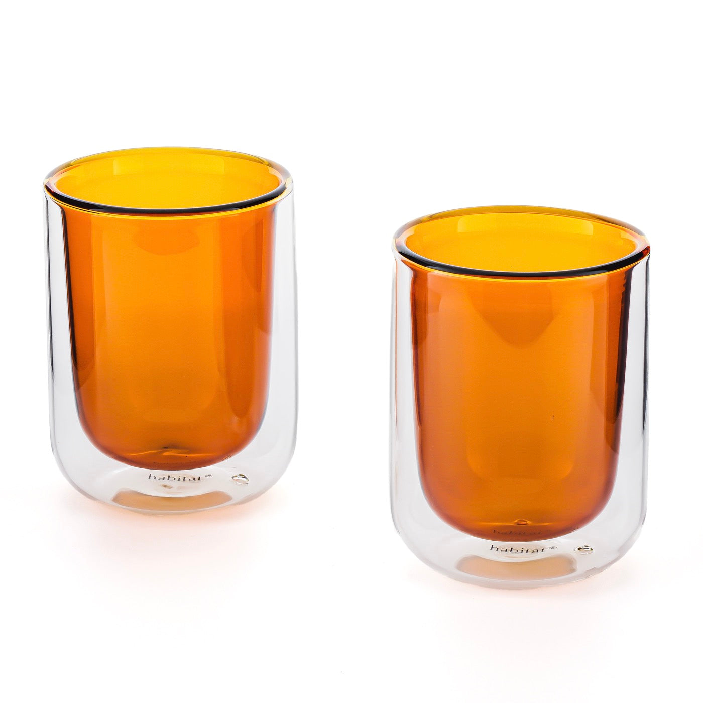 Ambra - Lot De 2 Tasses Double Paroi En Verre - 20Cl - Orange
