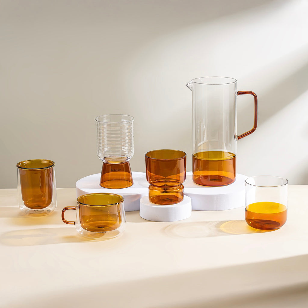 Ambra - Lot De 2 Tasses Double Paroi En Verre - 20Cl - Orange
