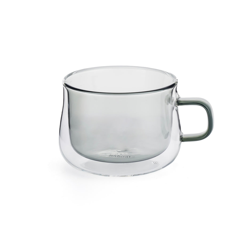 Ambra - Lot De 2 Mugs Double Paroi En Verre - 22Cl - Gris