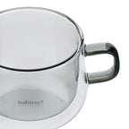 Ambra - Lot De 2 Mugs Double Paroi En Verre - 22Cl - Gris