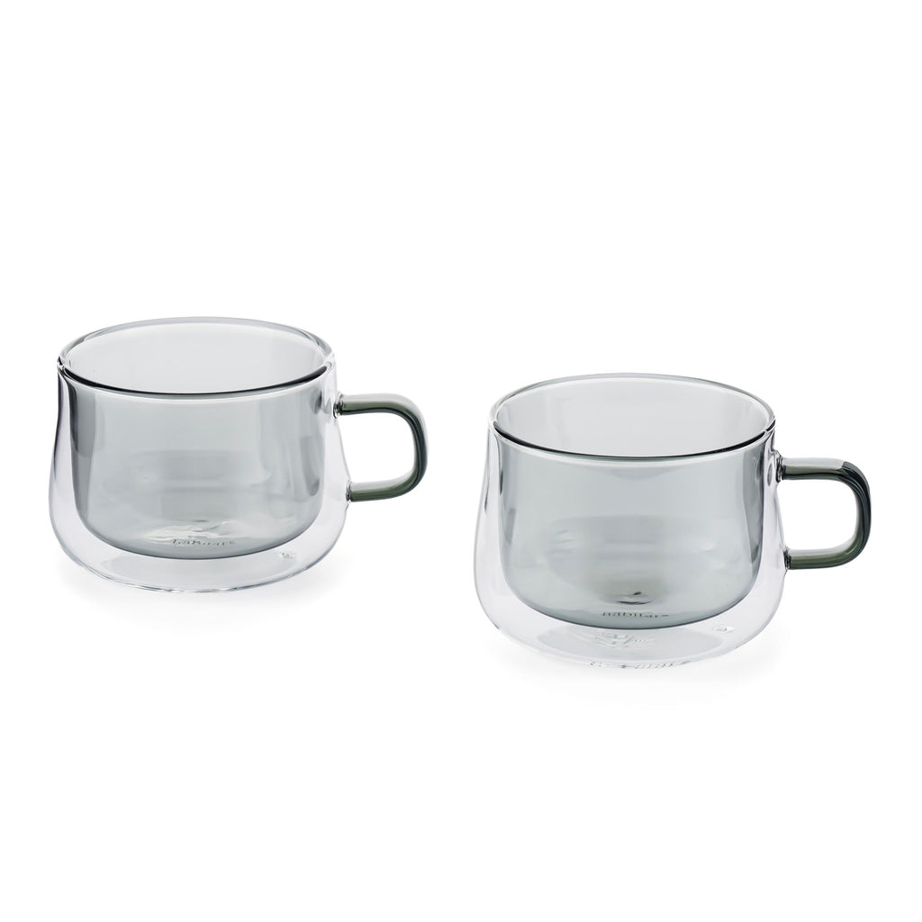 Ambra - Lot De 2 Mugs Double Paroi En Verre - 22Cl - Gris