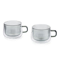 Ambra - Lot De 2 Mugs Double Paroi En Verre - 22Cl - Gris