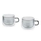 Ambra - Lot De 2 Mugs Double Paroi En Verre - 22Cl - Gris