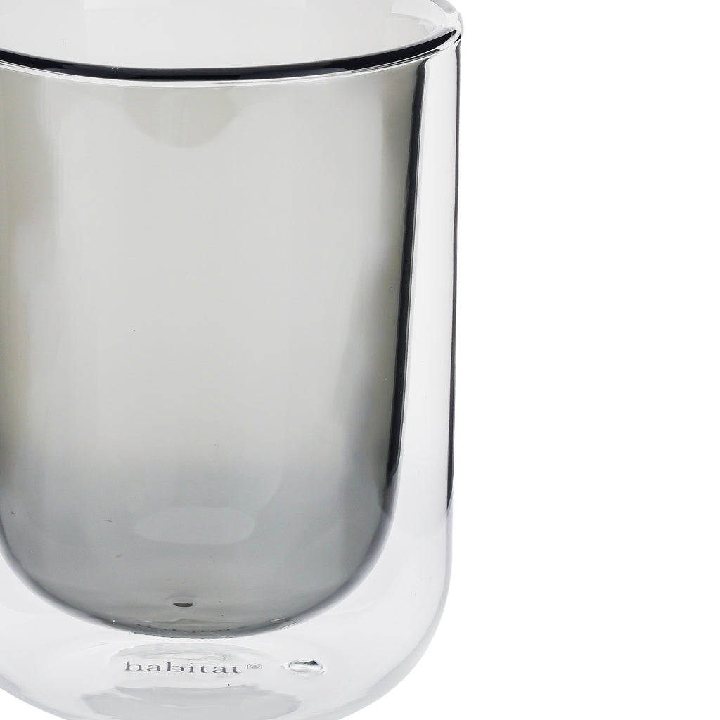 Ambra - Lot De 2 Tasses Double Paroi En Verre - 20Cl - Gris