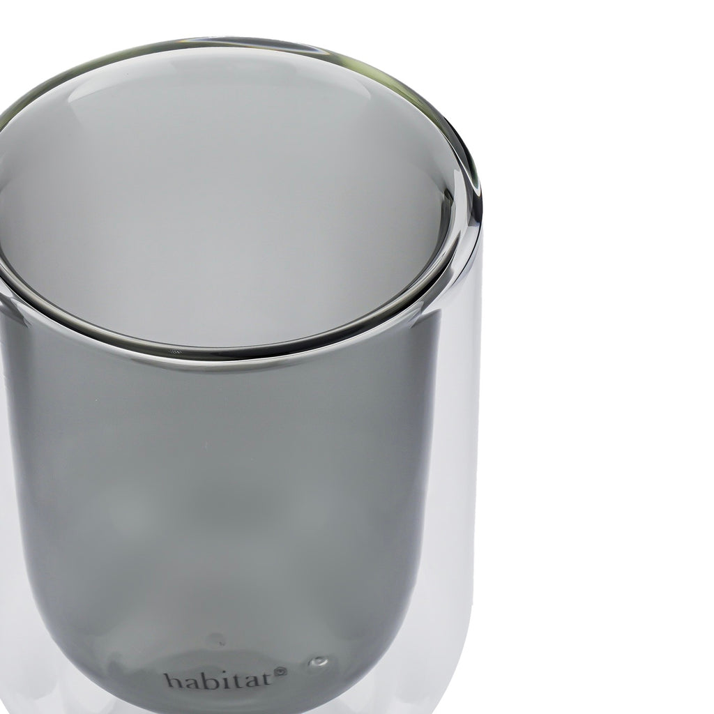 Ambra - Lot De 2 Tasses Double Paroi En Verre - 20Cl - Gris