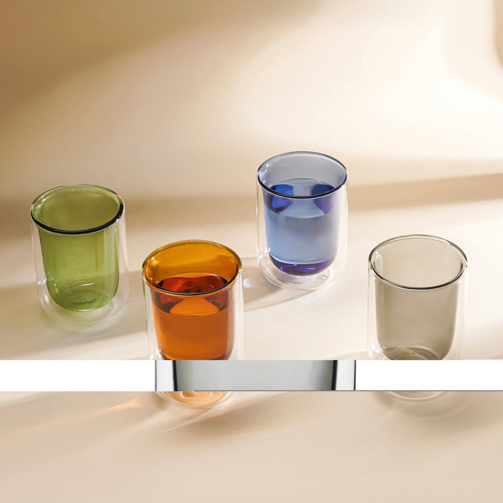 Ambra - Lot De 2 Tasses Double Paroi En Verre - 20Cl - Gris