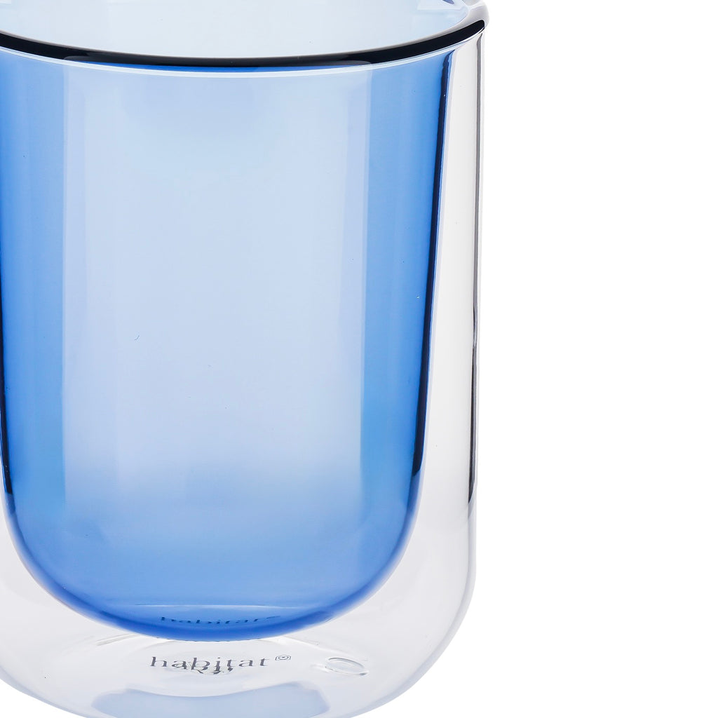 Ambra - Lot De 2 Tasses Double Paroi En Verre - 20Cl - Bleu
