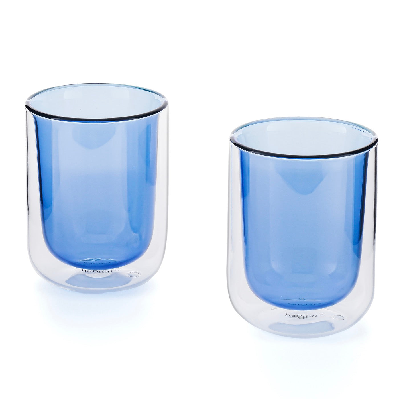 Ambra - Lot De 2 Tasses Double Paroi En Verre - 20Cl - Bleu