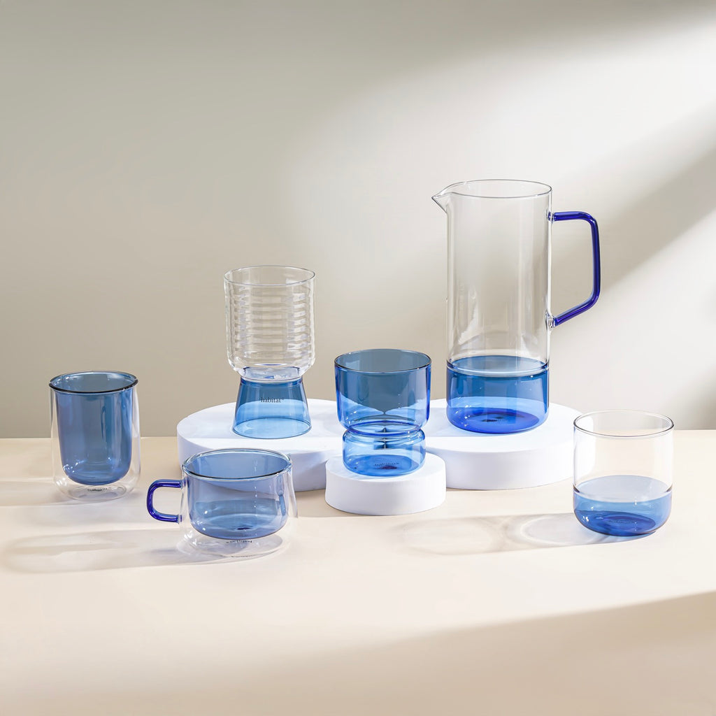 Ambra - Lot De 2 Tasses Double Paroi En Verre - 20Cl - Bleu