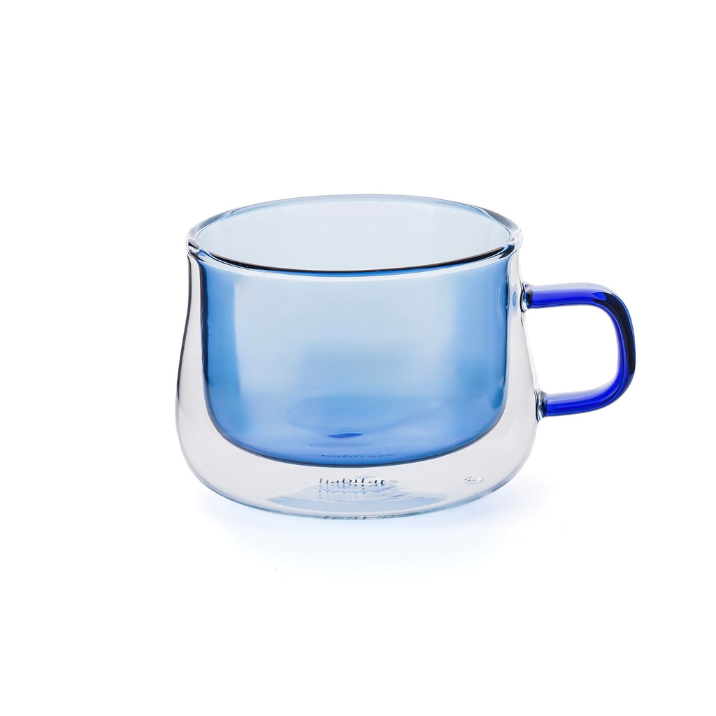 Ambra - Lot De 2 Mugs Double Paroi En Verre - 22Cl - Bleu