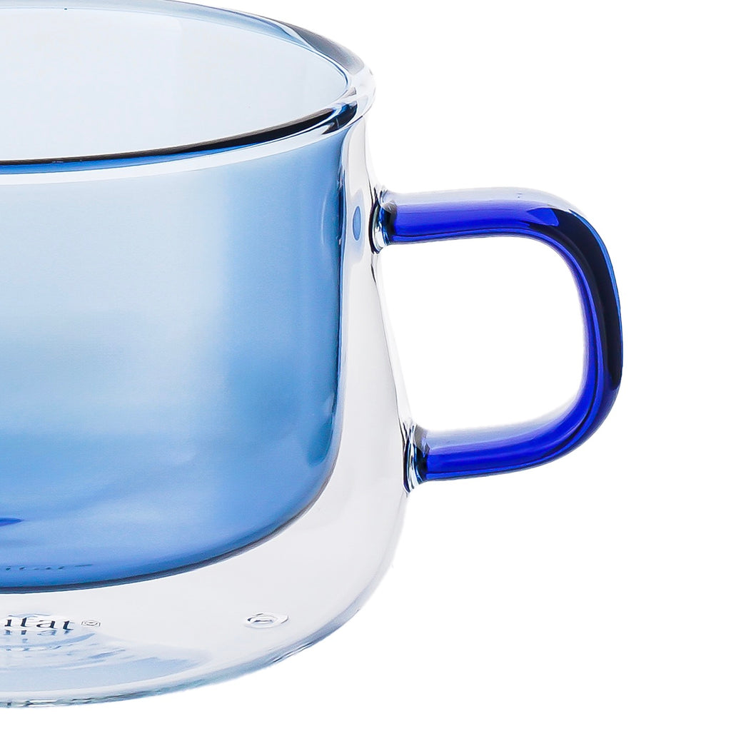 Ambra - Lot De 2 Mugs Double Paroi En Verre - 22Cl - Bleu
