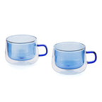 Ambra - Lot De 2 Mugs Double Paroi En Verre - 22Cl - Bleu