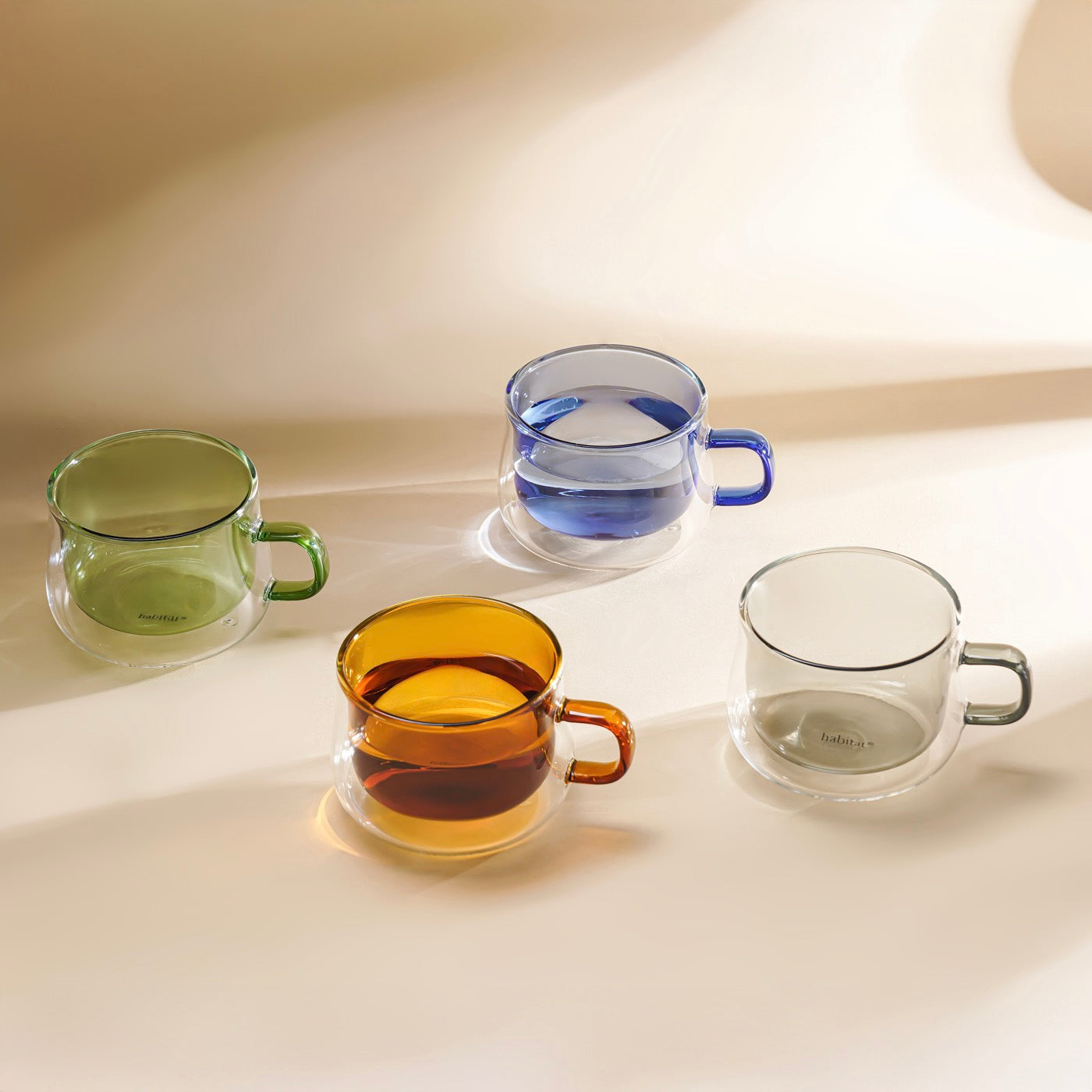 Ambra - Lot De 2 Mugs Double Paroi En Verre - 22Cl - Bleu