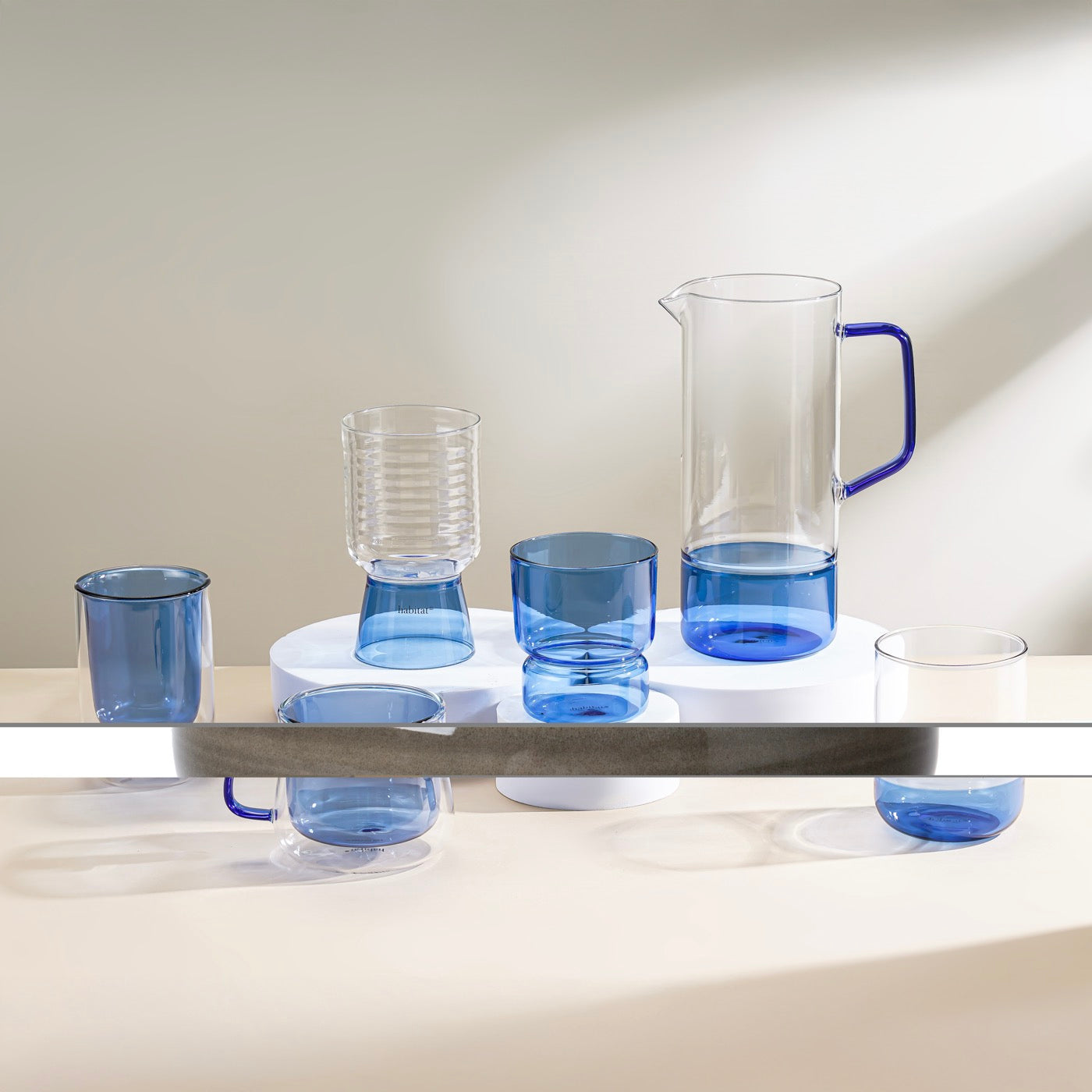 Ambra - Lot De 2 Mugs Double Paroi En Verre - 22Cl - Bleu