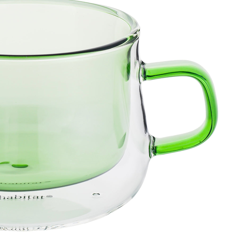 Ambra - Lot De 2 Mugs Double Paroi En Verre - 22Cl - Vert