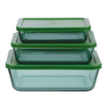 Aloe - Lot De 3 Boîtes De Conservation Rectangulaires En Verre - 64/105/152Cl - Vert