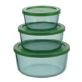 Aloe - Lot De 3 Boîtes De Conservation Rondes En Verre Avec Couvercle - 40/65/95Cl - Vert