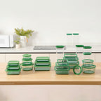 Aloe - Lot De 3 Boîtes De Conservation Rondes En Verre Avec Couvercle - 40/65/95Cl - Vert