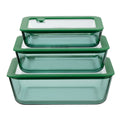 Aloe - Lot De 3 Boîtes De Conservation Rectangulaires En Verre Avec Couvercle Silicone - 64/105/152Cl - Vert