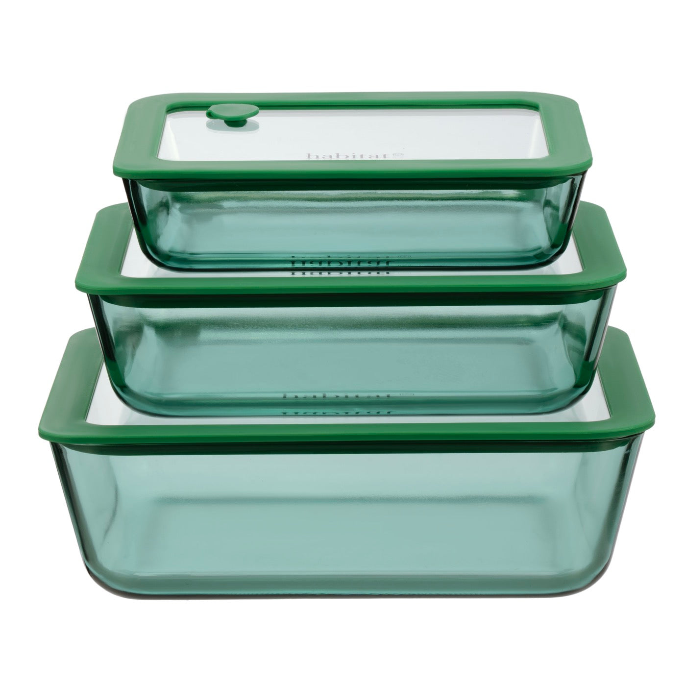 Aloe - Lot De 3 Boîtes De Conservation Rectangulaires En Verre Avec Couvercle Silicone - 64/105/152Cl - Vert