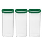 Aloe - Lot De 3 Bocaux De Conservation Alimentaire En Verre Avec Couvercle Silicone - 3x200Cl - Vert/Transparent