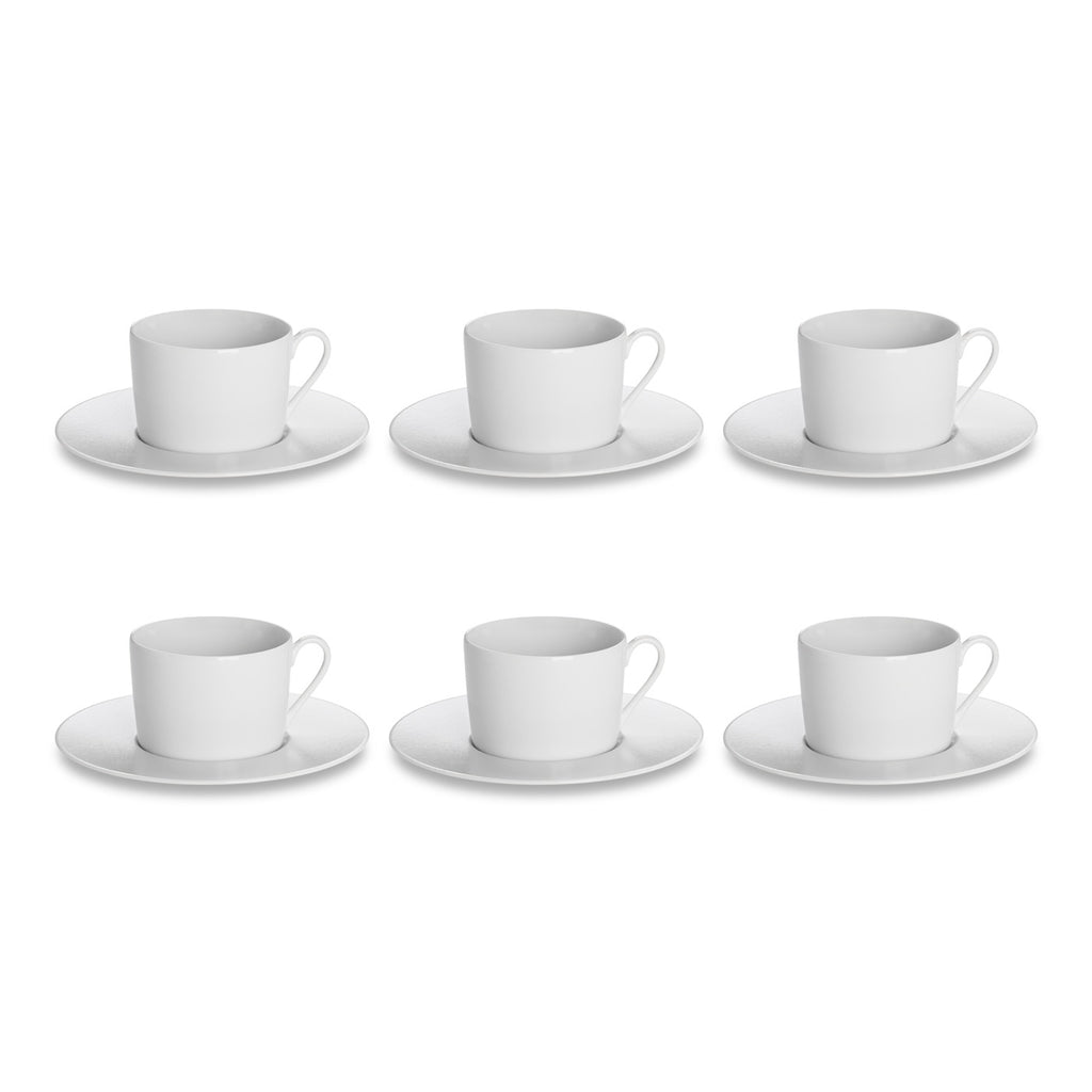 Solène - Lot De 6 Tasses À Café Avec Soucoupes - 12Cl - Blanc