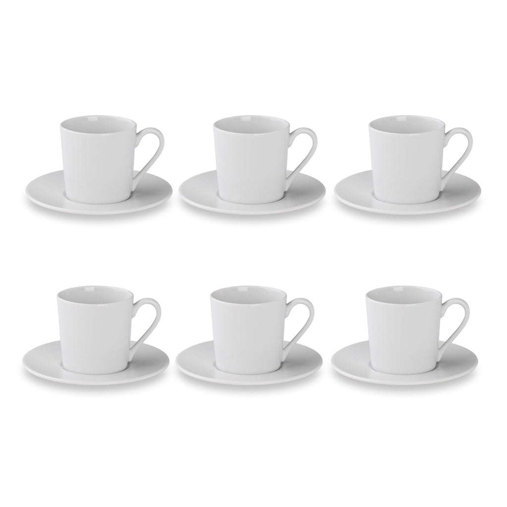 Solène - Lot De 6 Tasses À Thé Avec Soucoupes - 22Cl - Blanc