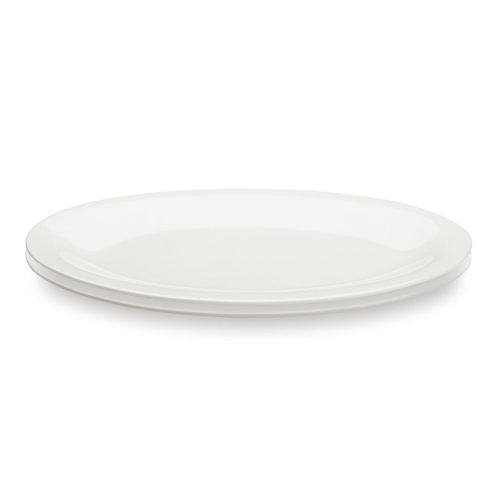 Taidu Ii - 2 Assiettes À Poisson En Bone China - 33x25Cm - Blanc