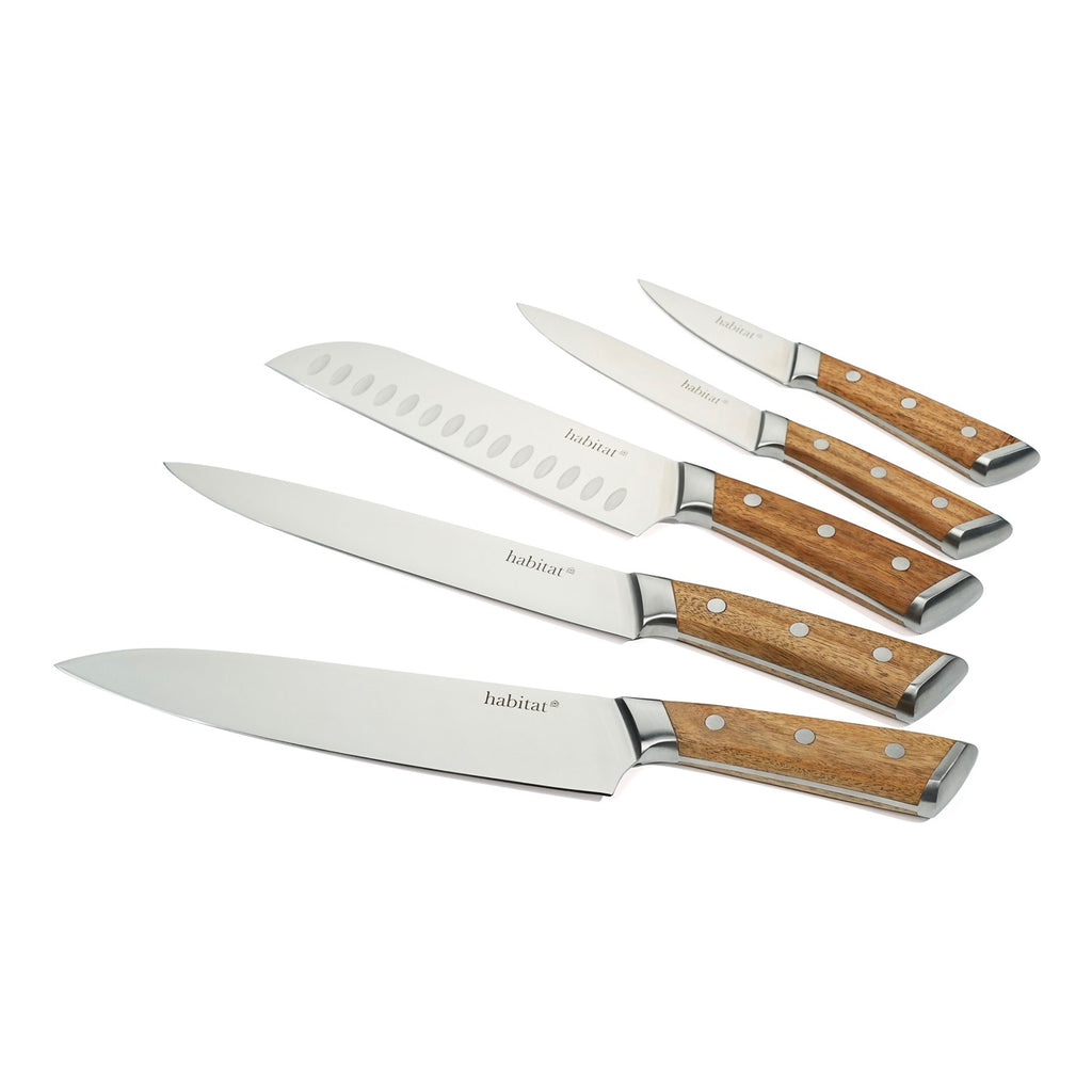 Neva - Bloc De 5 Couteaux - Bois