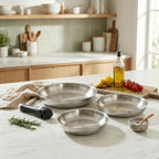 Épure Amovible - 3 Poêles - 20/24/28Cm Amovible Inox 18/8 Induction - Argenté