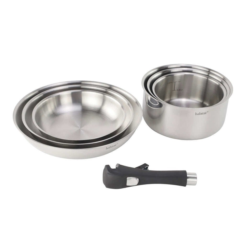 Épure Amovible - Set 7 Pièces Amovible Inox 18/8 Induction - Argenté