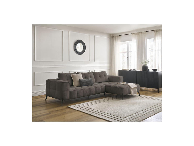 Canapé D'Angle Fixe - Anis - Tissu Bouclette - Angle Droit