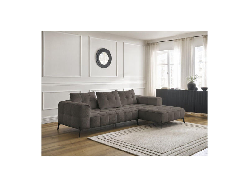 Canapé D'Angle Fixe - Anis - Tissu Bouclette - Angle Droit