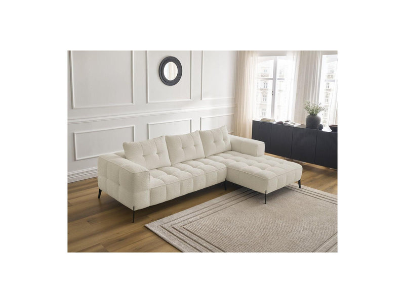 Canapé D'Angle Fixe - Anis - Tissu Bouclette - Angle Droit