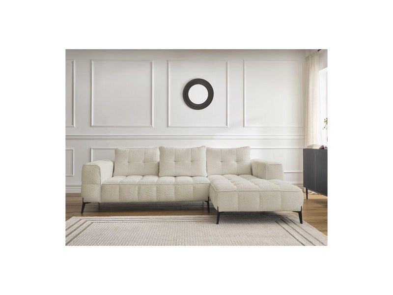 Canapé D'Angle Fixe - Anis - Tissu Bouclette - Angle Droit